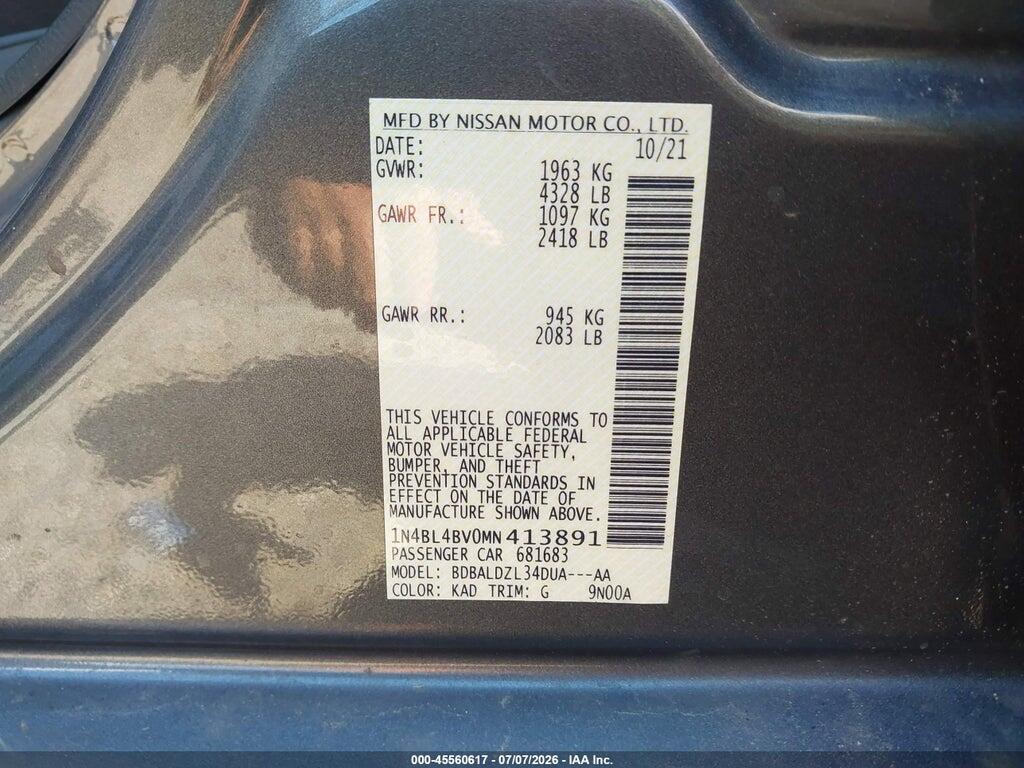 1N4BL4BV0MN413891 2021 NISSAN ALTIMA photo no. 9