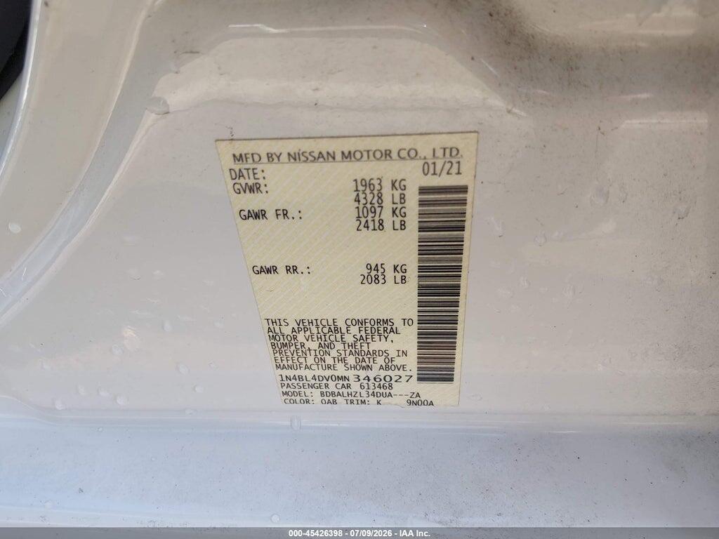 1N4BL4DV0MN346027 2021 NISSAN ALTIMA photo no. 9