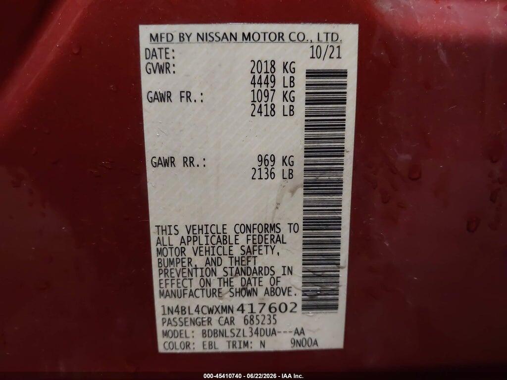 1N4BL4CWXMN417602 2021 NISSAN ALTIMA photo no. 9