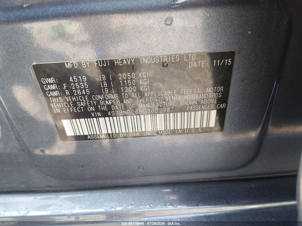 4S3BNBL68G3022987 2016 SUBARU LEGACY photo no. 9