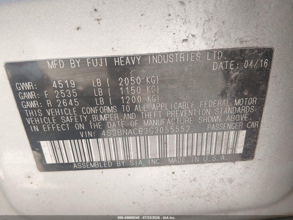 4S3BNAC63G3055552 2016 SUBARU LEGACY photo no. 9