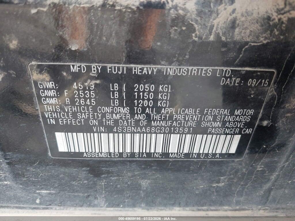 4S3BNAA68G3013591 2016 SUBARU LEGACY photo no. 9