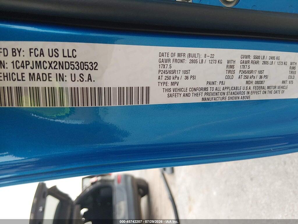 1C4PJMCX2ND530532 2022 JEEP CHEROKEE photo no. 9