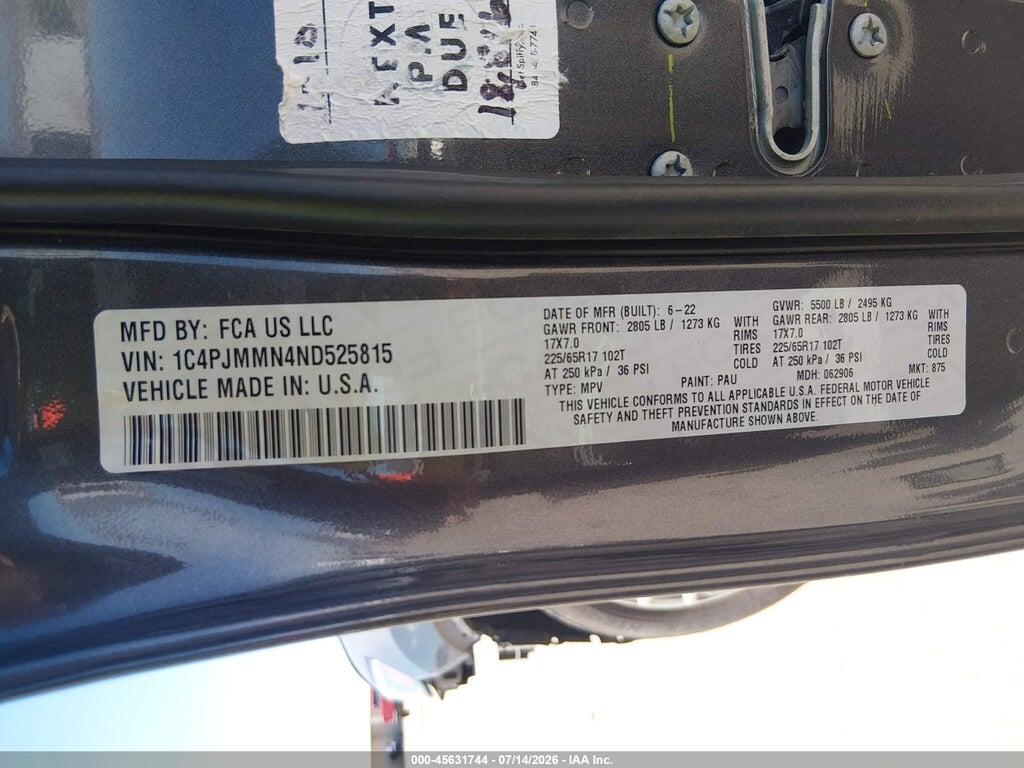 1C4PJMMN4ND525815 2022 JEEP CHEROKEE photo no. 9