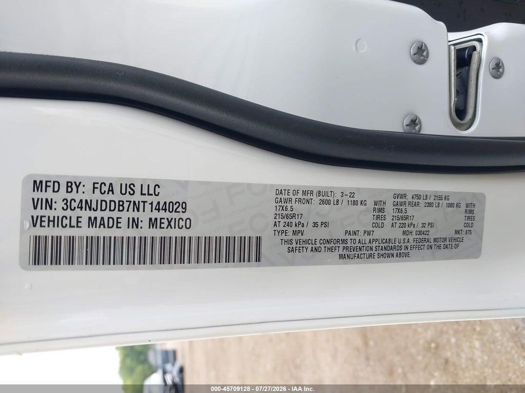 3C4NJDDB7NT144029 2022 JEEP COMPASS photo no. 9