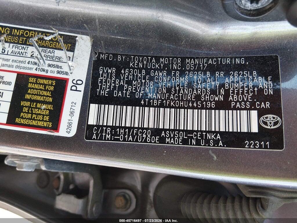 4T1BF1FK0HU445196 2017 TOYOTA CAMRY photo no. 9