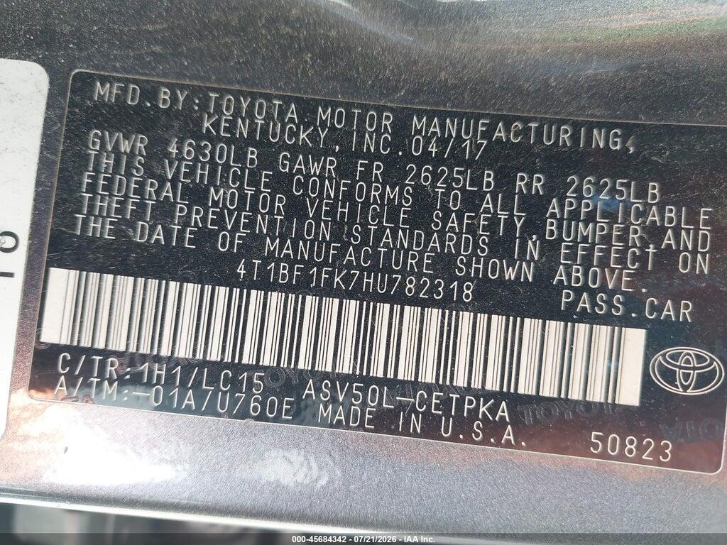 4T1BF1FK7HU782318 2017 TOYOTA CAMRY photo no. 9