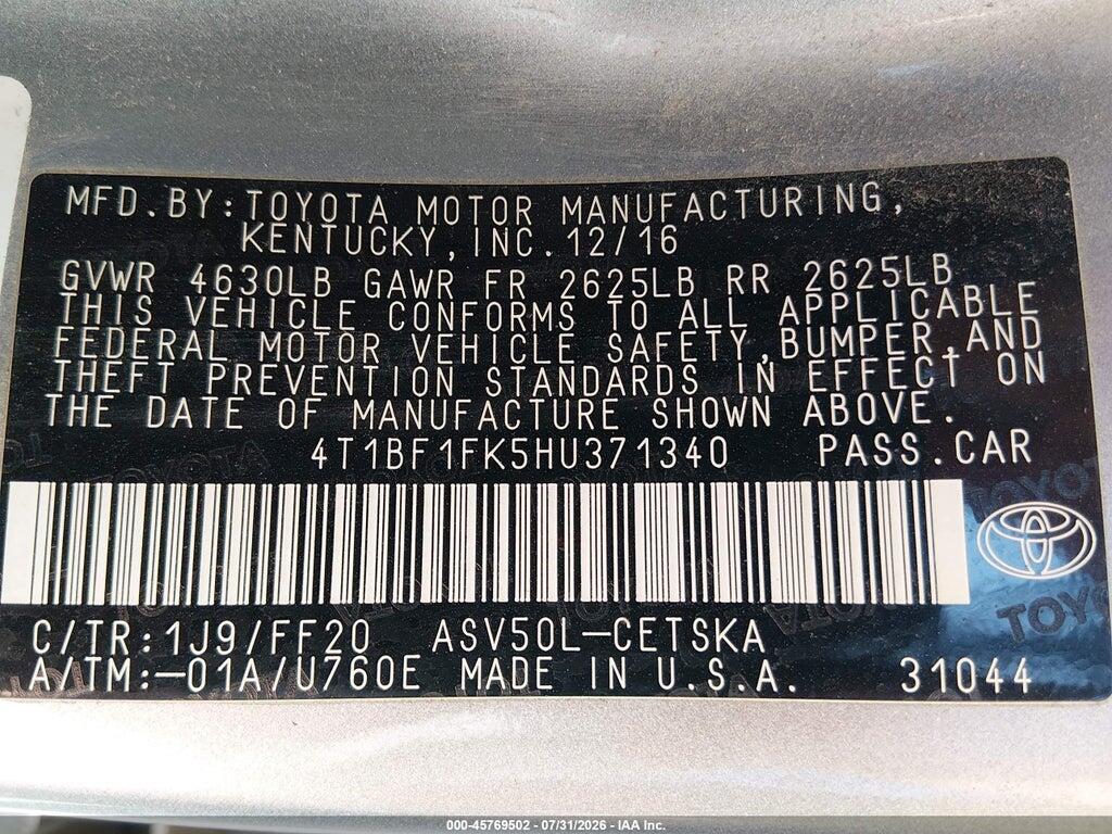 4T1BF1FK5HU371340 2017 TOYOTA CAMRY photo no. 9