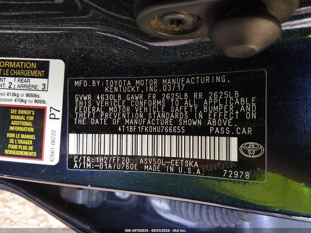 4T1BF1FK0HU766655 2017 TOYOTA CAMRY photo no. 9