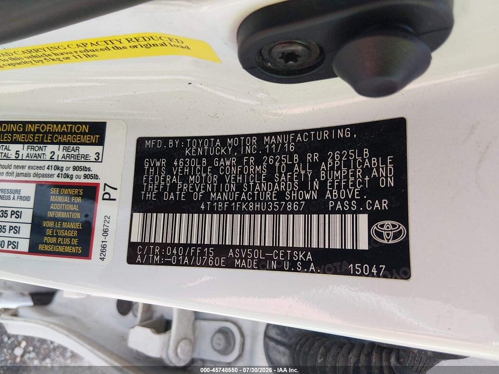 4T1BF1FK8HU357867 2017 TOYOTA CAMRY photo no. 9