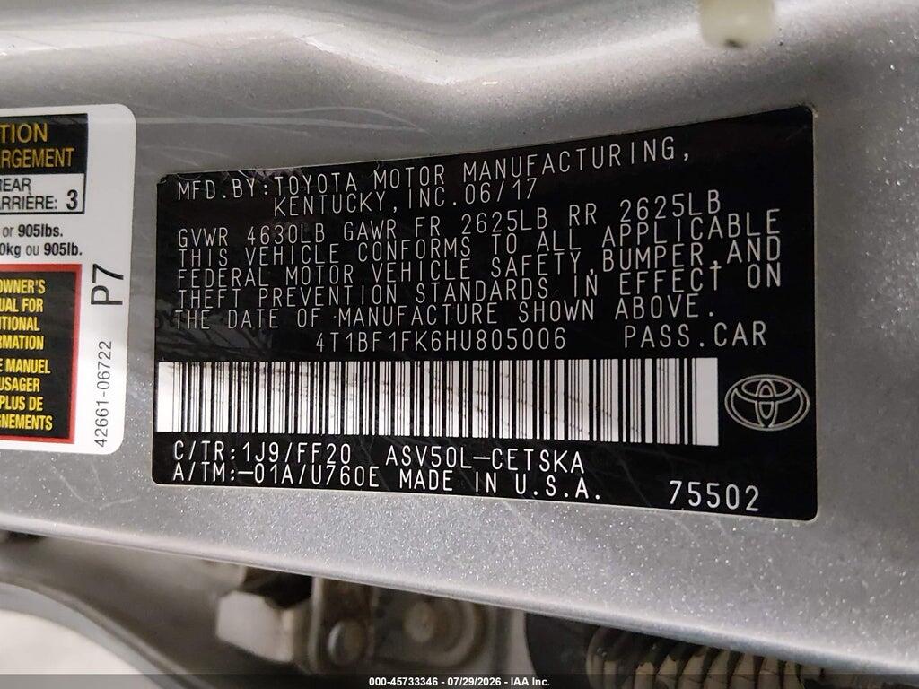 4T1BF1FK6HU805006 2017 TOYOTA CAMRY photo no. 9
