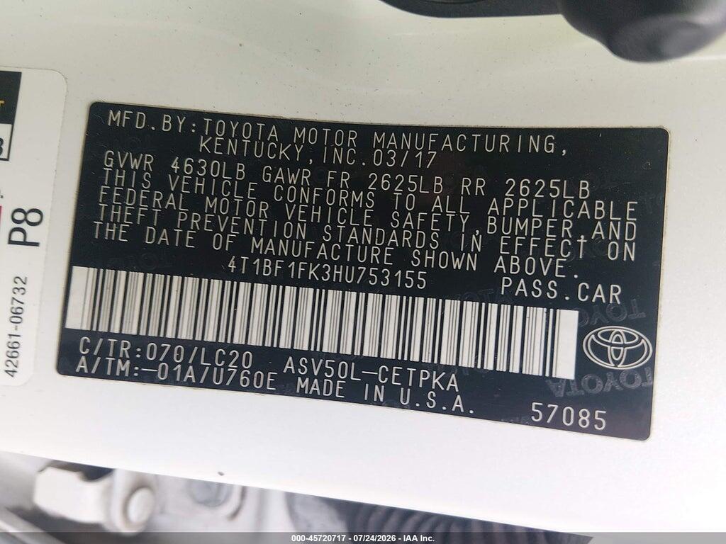 4T1BF1FK3HU753155 2017 TOYOTA CAMRY photo no. 9