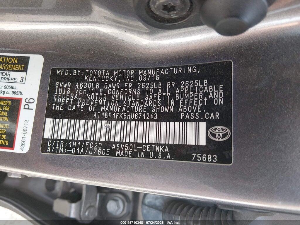 4T1BF1FK6HU671243 2017 TOYOTA CAMRY photo no. 9