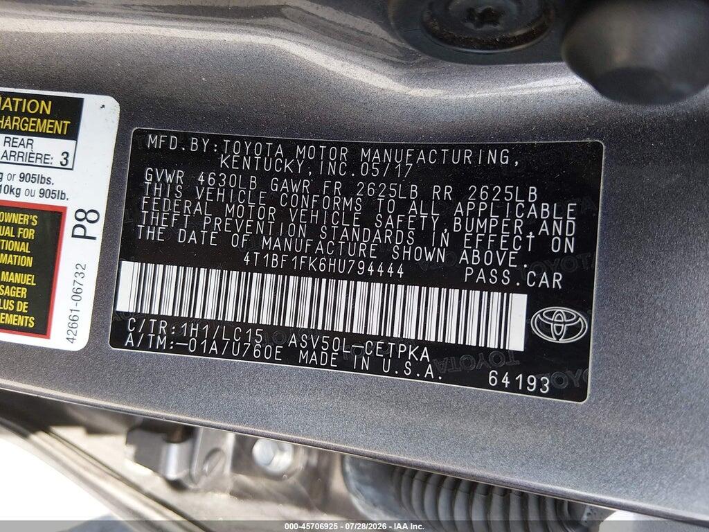 4T1BF1FK6HU794444 2017 TOYOTA CAMRY photo no. 9