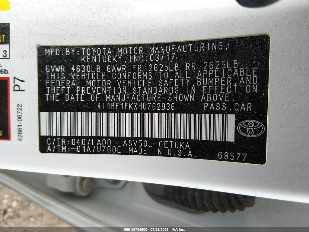 4T1BF1FKXHU762936 2017 TOYOTA CAMRY photo no. 9