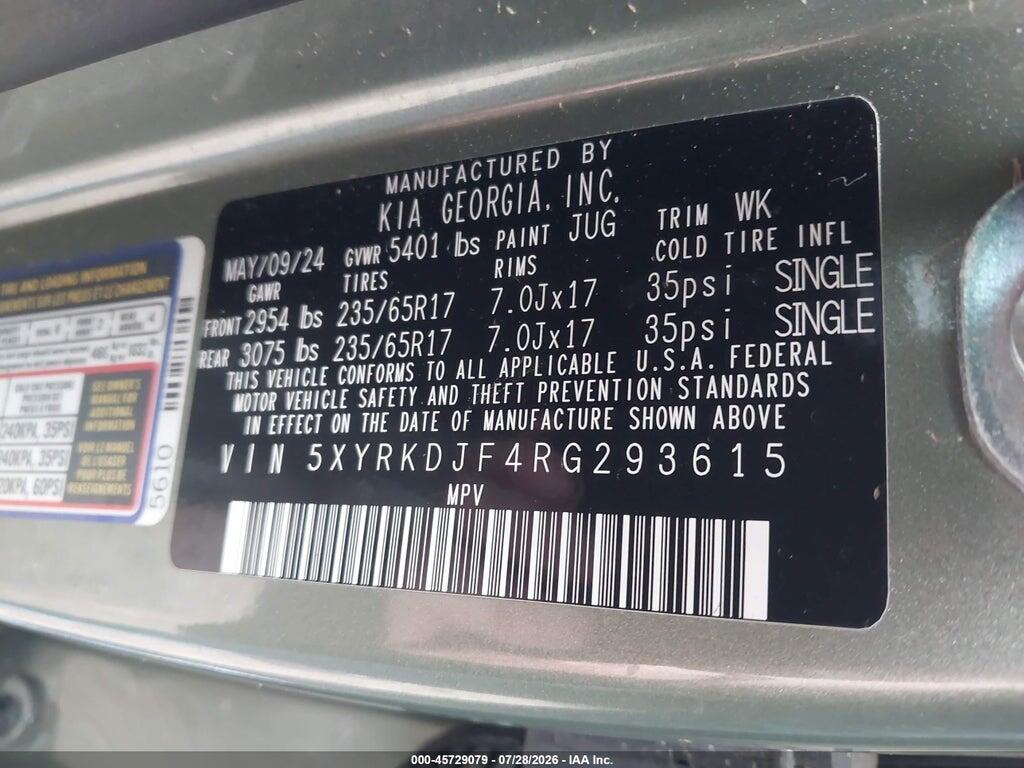 5XYRKDJF4RG293615 2024 KIA SORENTO photo no. 9