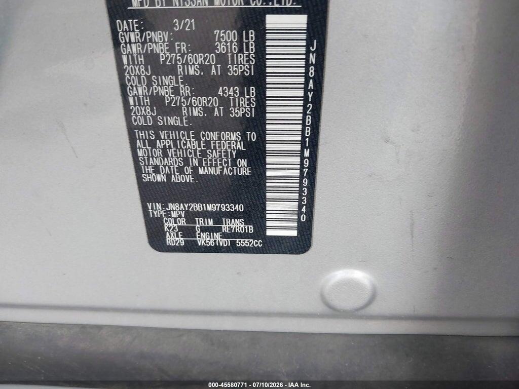JN8AY2BB1M9793340 2021 NISSAN ARMADA photo no. 9