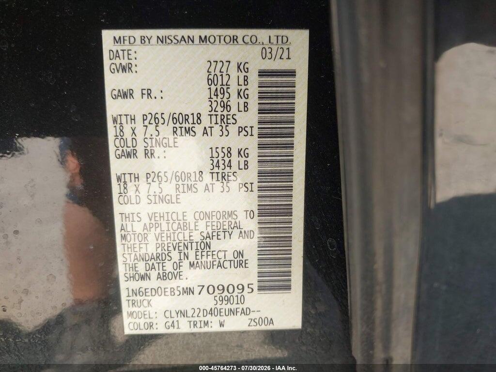 1N6ED0EB5MN709095 2021 NISSAN FRONTIER photo no. 9