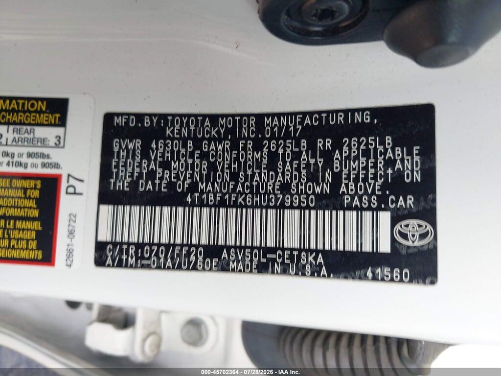 4T1BF1FK6HU379950 2017 TOYOTA CAMRY photo no. 9