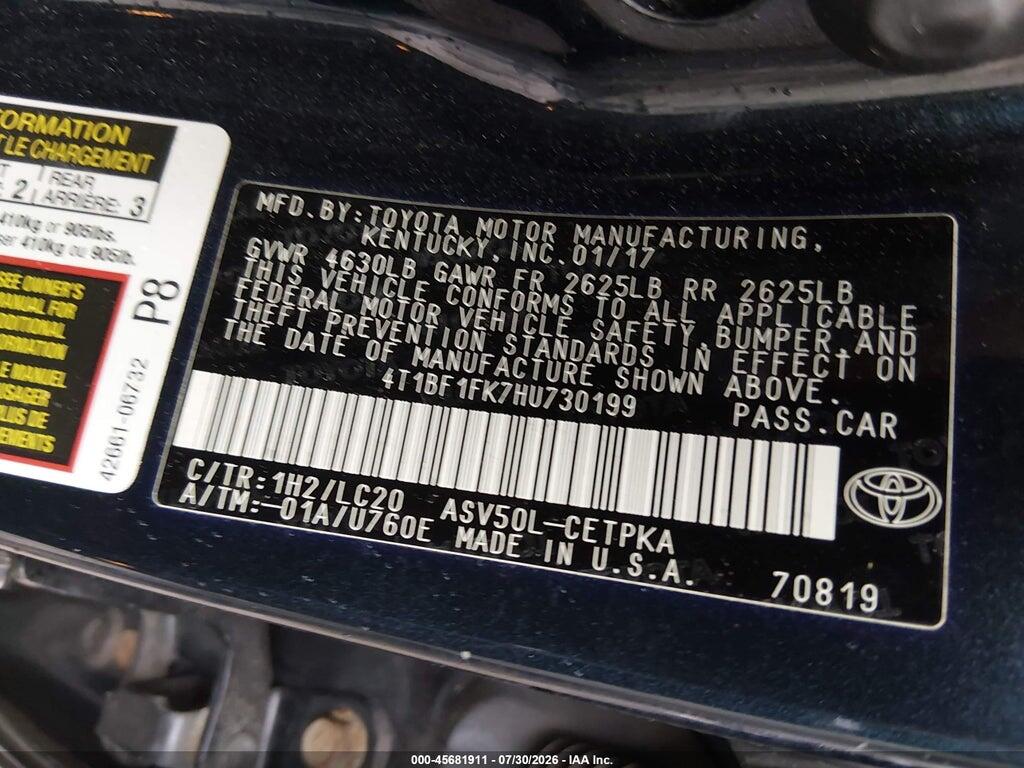 4T1BF1FK7HU730199 2017 TOYOTA CAMRY photo no. 9