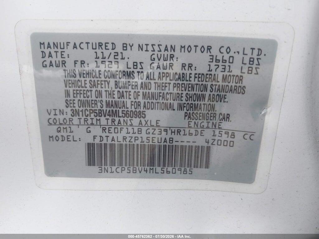 3N1CP5BV4ML560985 2021 NISSAN KICKS photo no. 9