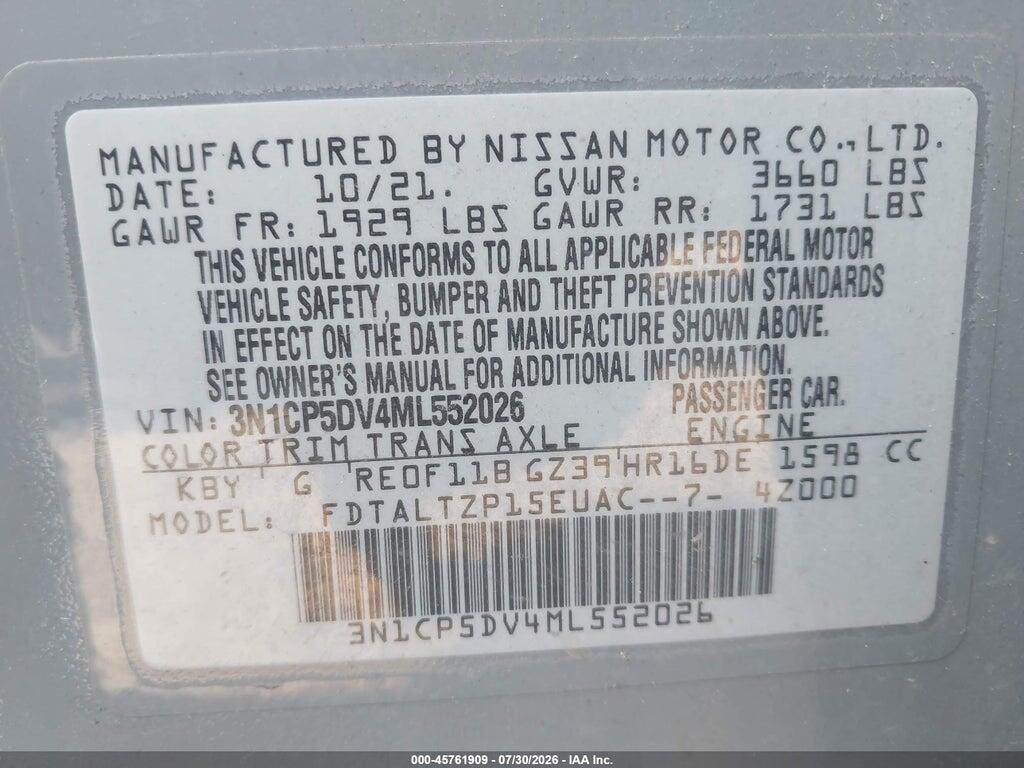 3N1CP5DV4ML552026 2021 NISSAN KICKS photo no. 9