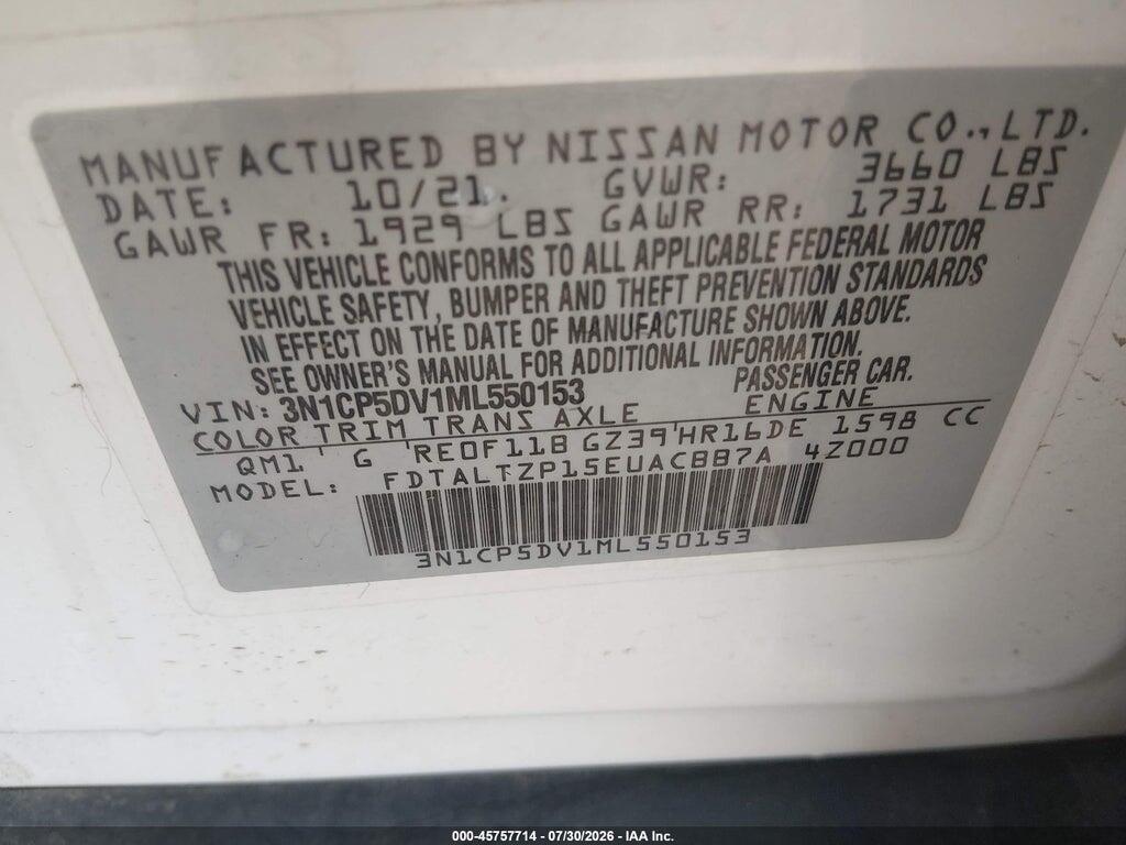 3N1CP5DV1ML550153 2021 NISSAN KICKS photo no. 9