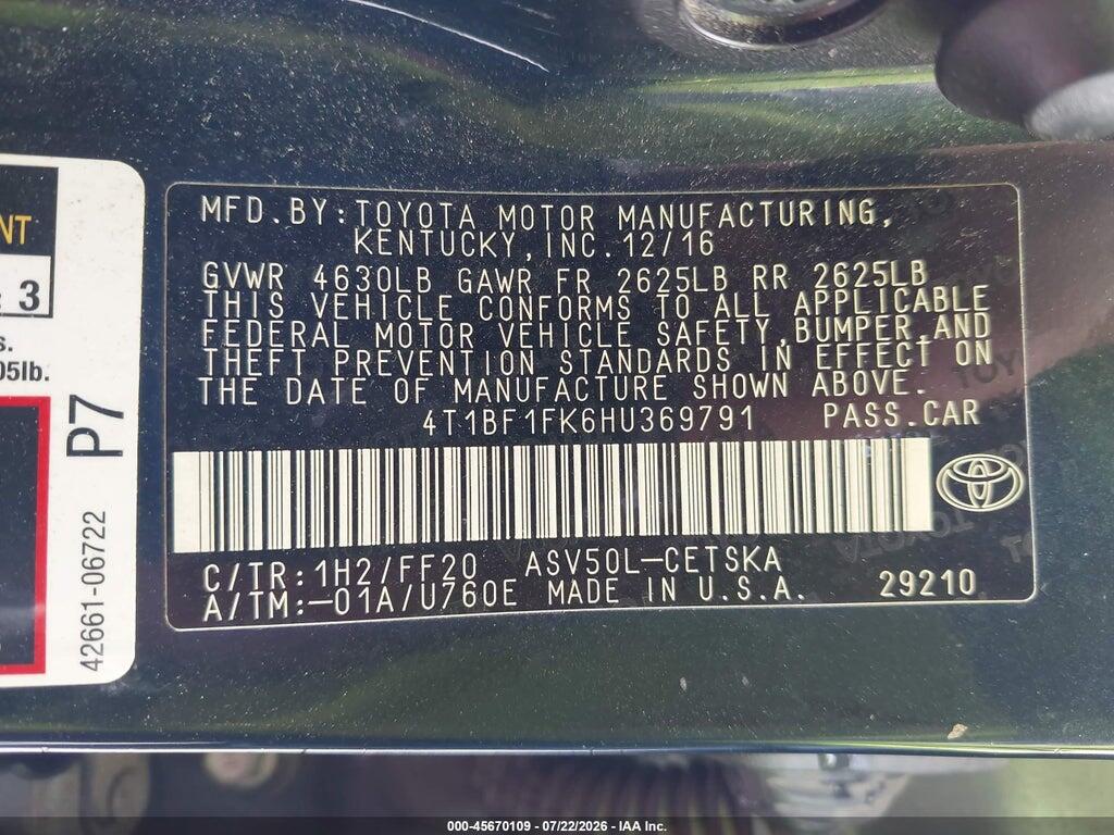 4T1BF1FK6HU369791 2017 TOYOTA CAMRY photo no. 9
