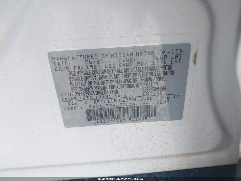 3N1CP5CV3ML511758 2021 NISSAN KICKS photo no. 9