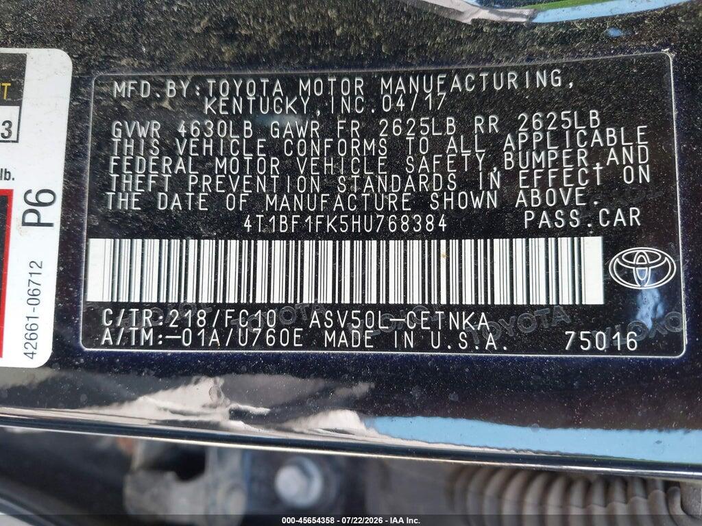 4T1BF1FK5HU768384 2017 TOYOTA CAMRY photo no. 9