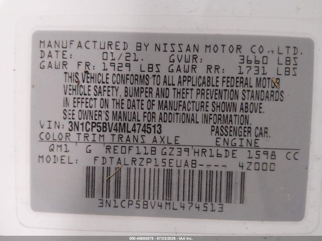 3N1CP5BV4ML474513 2021 NISSAN KICKS photo no. 9