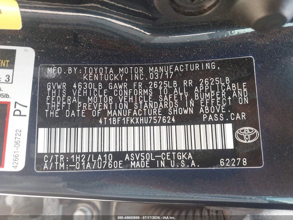 4T1BF1FKXHU757624 2017 TOYOTA CAMRY photo no. 7