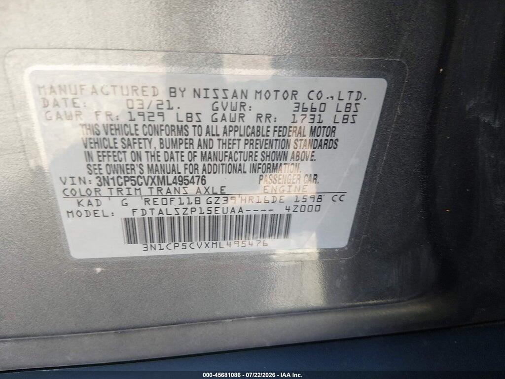 3N1CP5CVXML495476 2021 NISSAN KICKS photo no. 9