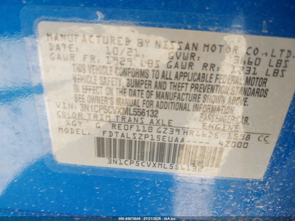 3N1CP5CVXML556132 2021 NISSAN KICKS photo no. 9