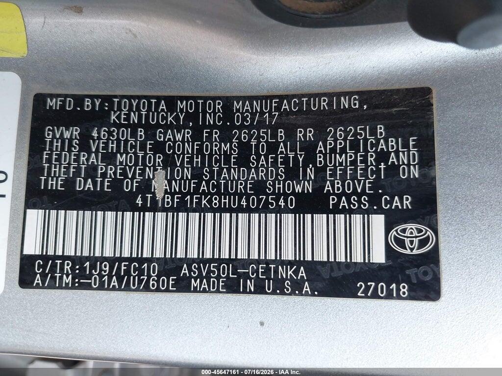 4T1BF1FK8HU407540 2017 TOYOTA CAMRY photo no. 9