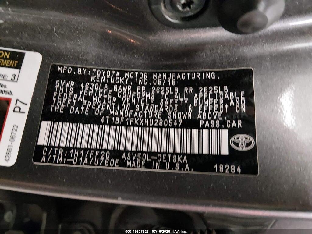 4T1BF1FKXHU280547 2017 TOYOTA CAMRY photo no. 9
