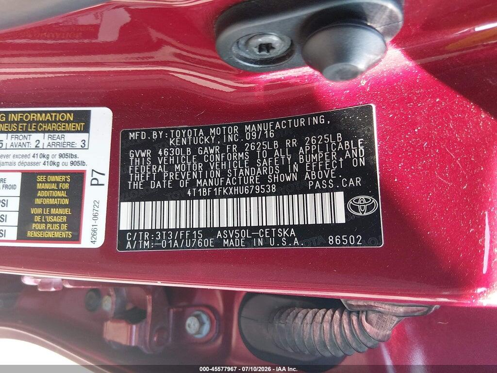 4T1BF1FKXHU679538 2017 TOYOTA CAMRY photo no. 9