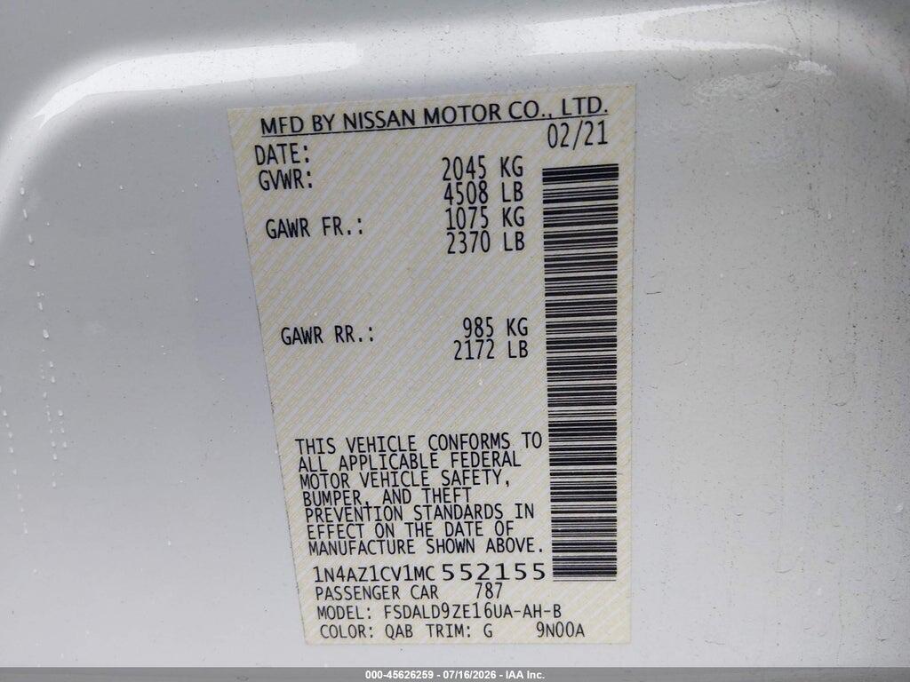 1N4AZ1CV1MC552155 2021 NISSAN LEAF photo no. 9