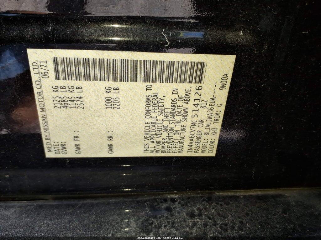 1N4AA6CV7MC514126 2021 NISSAN MAXIMA photo no. 9