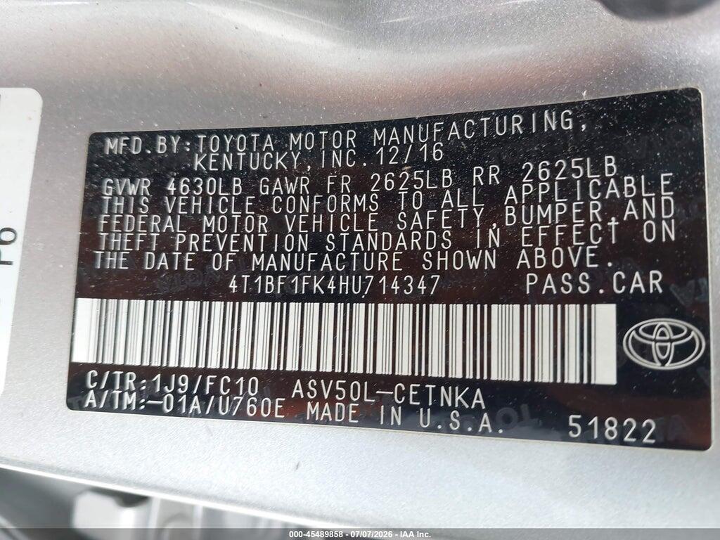 4T1BF1FK4HU714347 2017 TOYOTA CAMRY photo no. 9