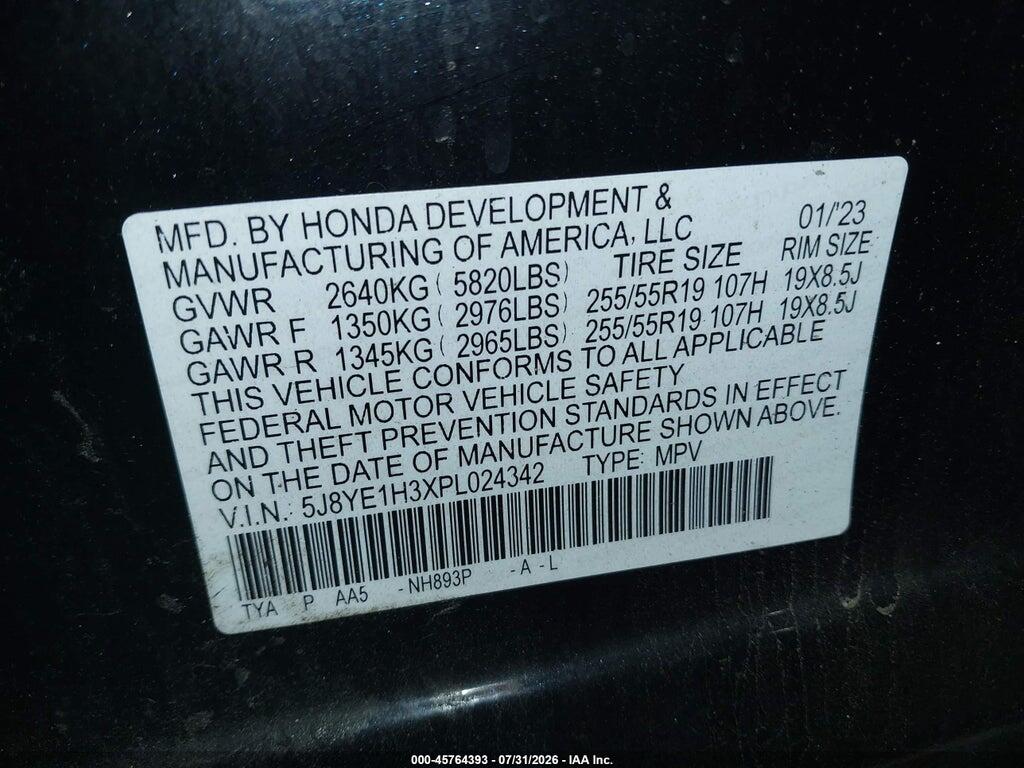5J8YE1H3XPL024342 2023 ACURA MDX photo no. 9