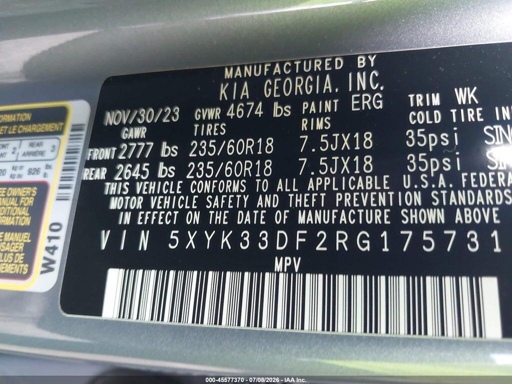 5XYK33DF2RG175731 2024 KIA SPORTAGE photo no. 9