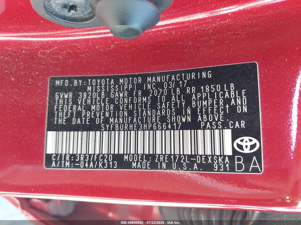 5YFBURHE3HP666417 2017 TOYOTA COROLLA photo no. 9