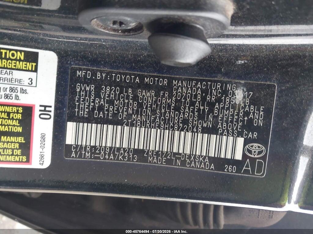 2T1BURHE9HC872048 2017 TOYOTA COROLLA photo no. 9