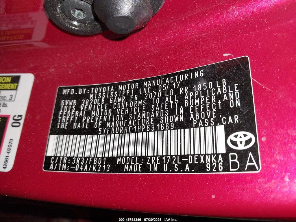 5YFBURHE1HP691669 2017 TOYOTA COROLLA photo no. 9