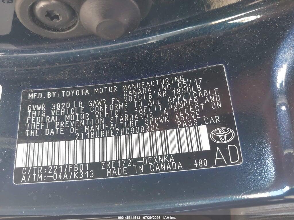 2T1BURHE7HC908304 2017 TOYOTA COROLLA photo no. 9