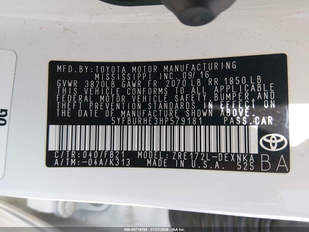 5YFBURHE3HP579181 2017 TOYOTA COROLLA photo no. 9