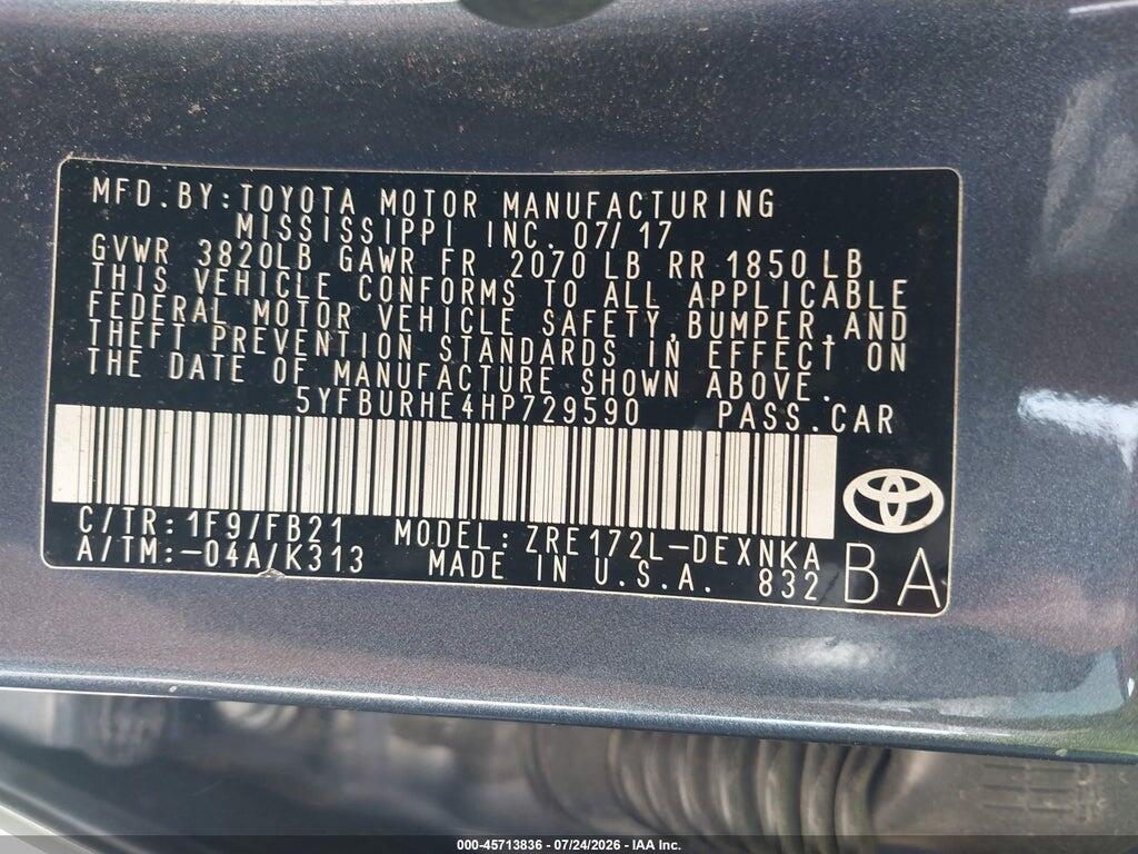 5YFBURHE4HP729590 2017 TOYOTA COROLLA photo no. 9