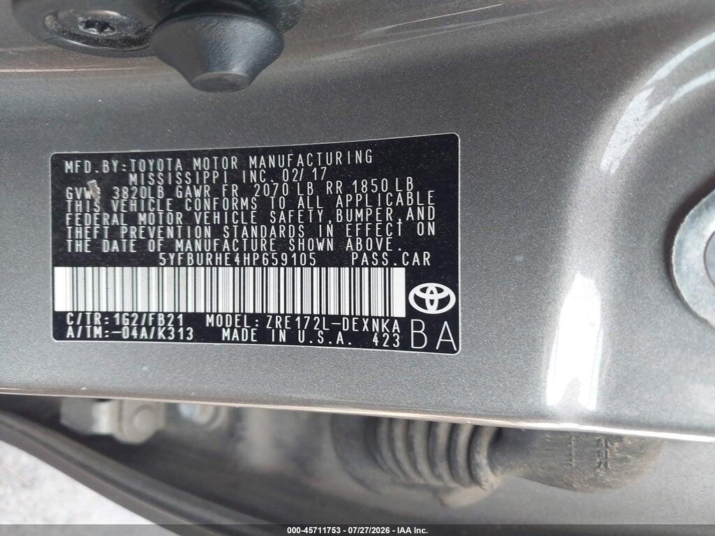 5YFBURHE4HP659105 2017 TOYOTA COROLLA photo no. 9