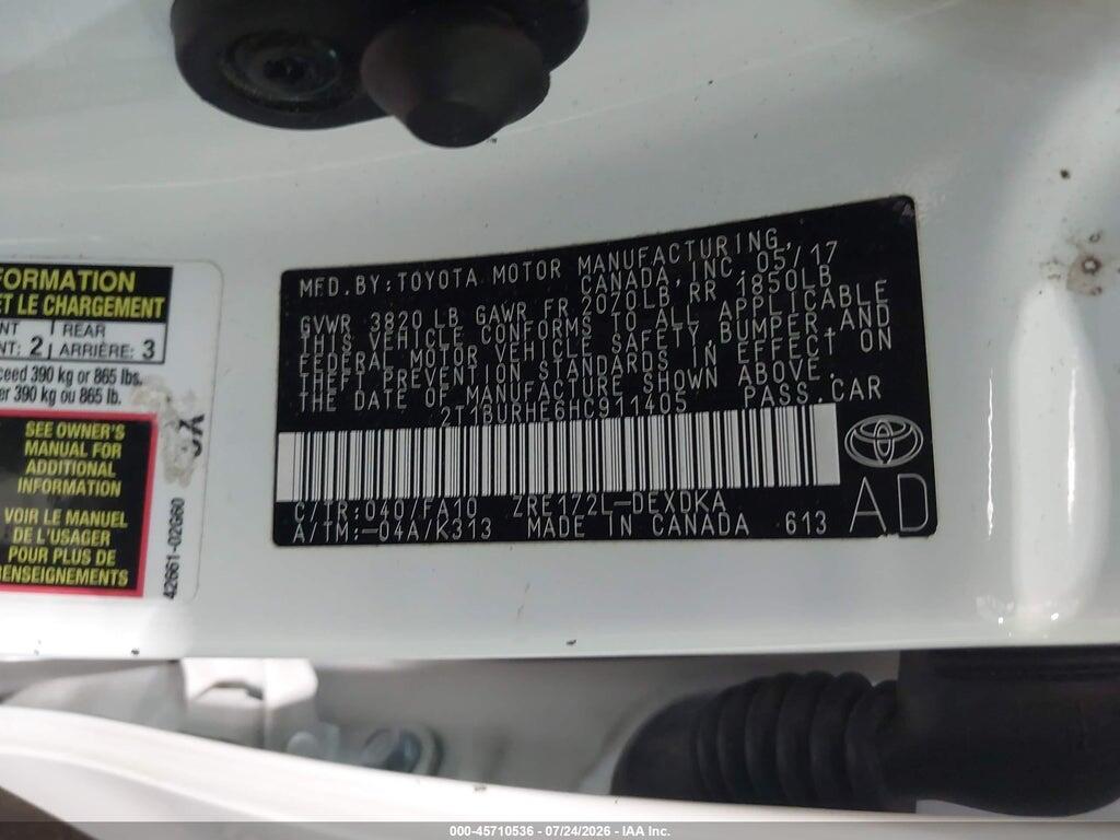 2T1BURHE6HC911405 2017 TOYOTA COROLLA photo no. 9